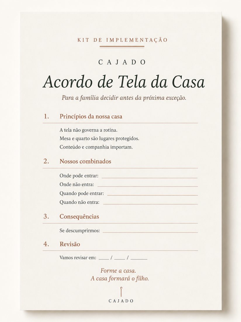 Folha do Kit: Acordo de Tela da Casa
