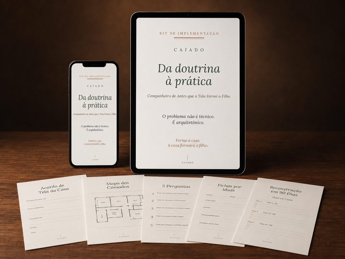 O Kit de Implementação Cajado: tablet, celular e as folhas práticas